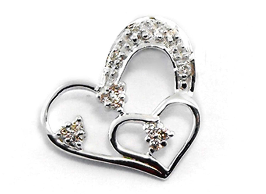 9k WG Diamond Heart Pendant 13D=0.08ct. Grain Set . Meas. 14mm x 15mm