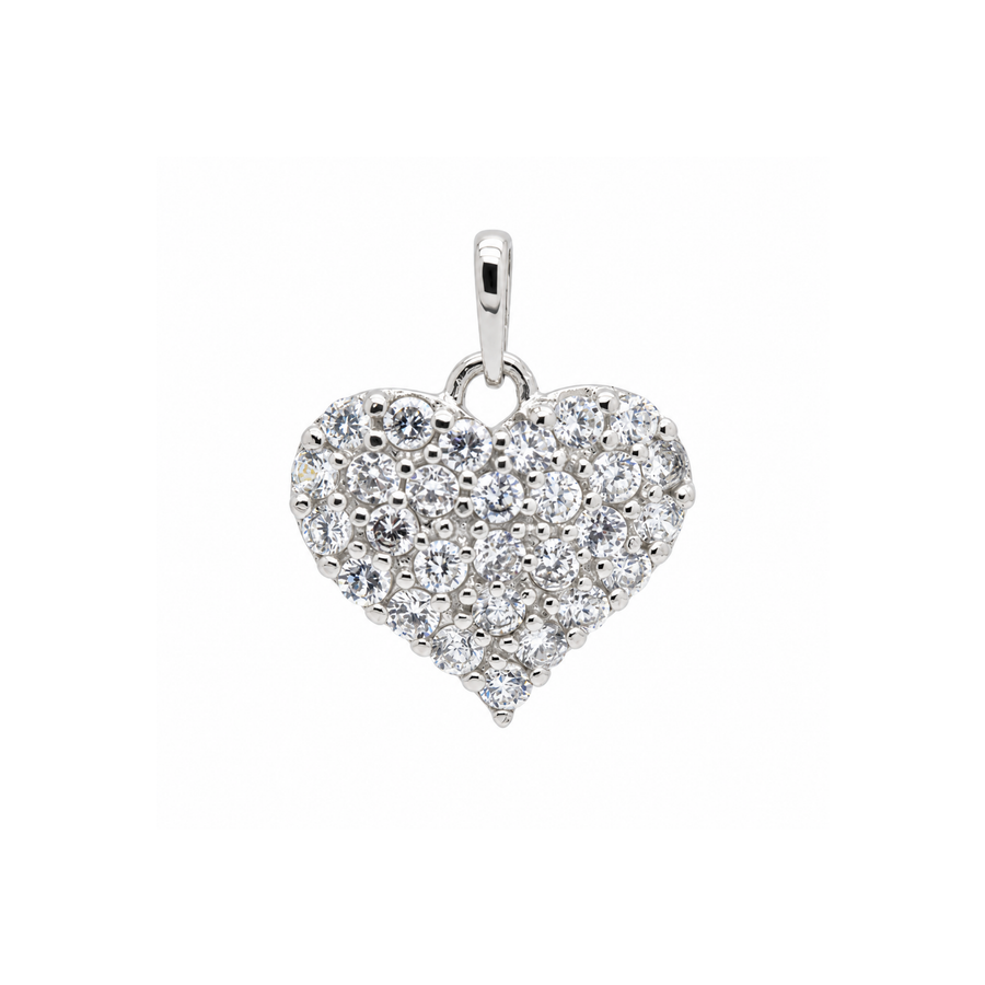 9k WG CZ Heart Pendant (13mm)