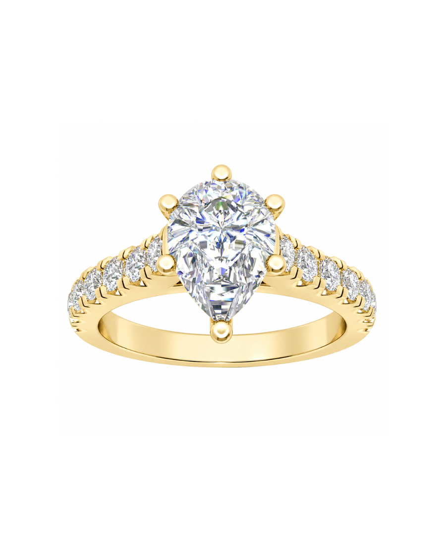 9k YG Pear Shape Solitare Ring