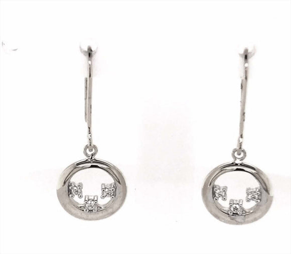 9k WG Diamond Circle Shepherd Hook Earrings 9.5mm