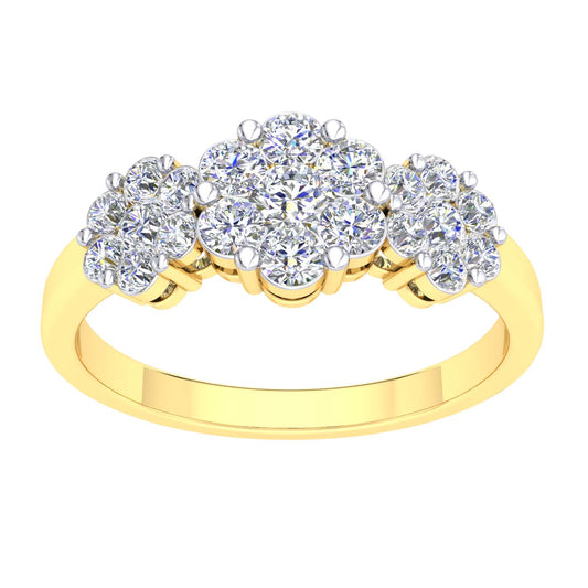 9k 2T Trilogy Diamond Ring 21D=0.55ct Size S