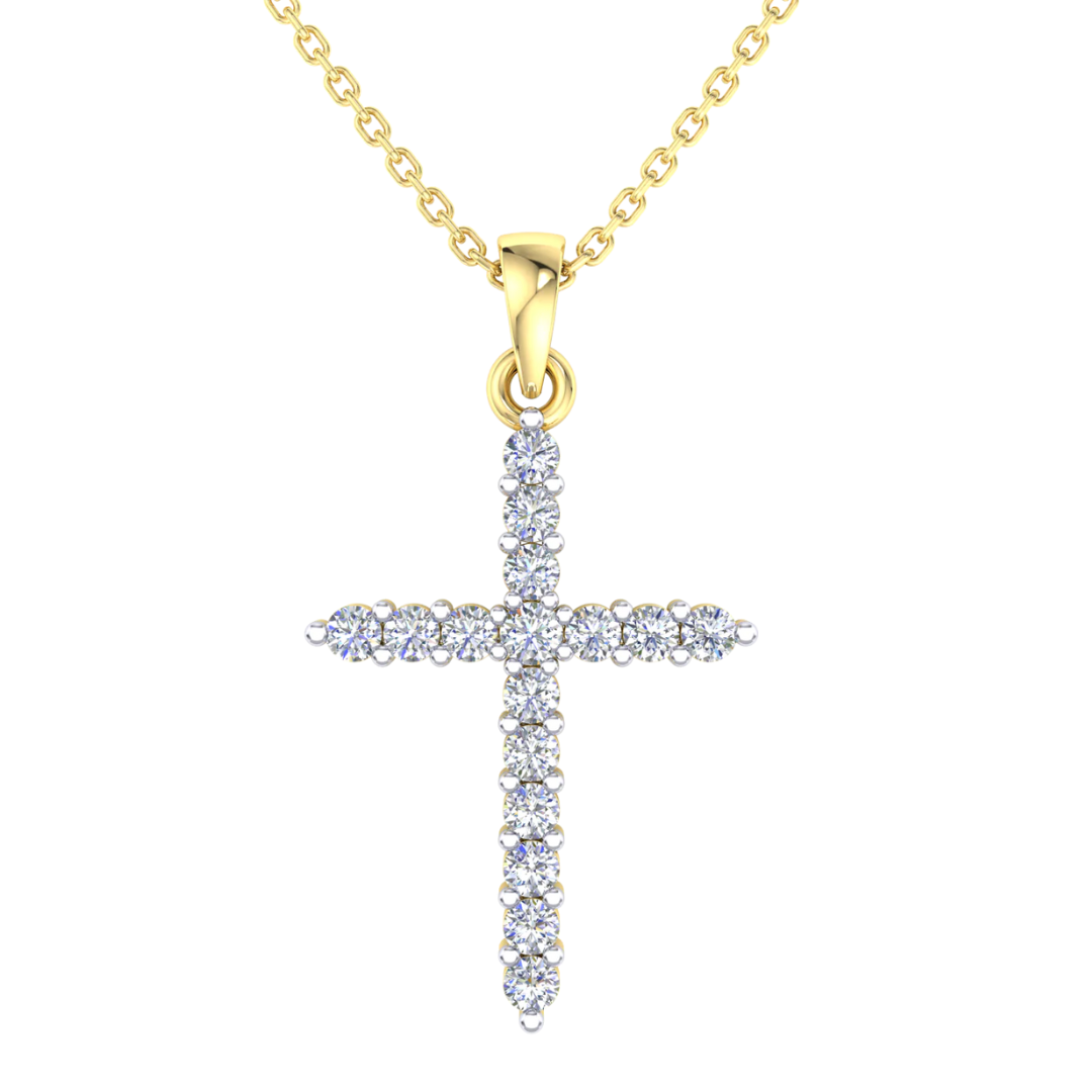 Yellow Gold 0.25ct Diamond Cross Pendant