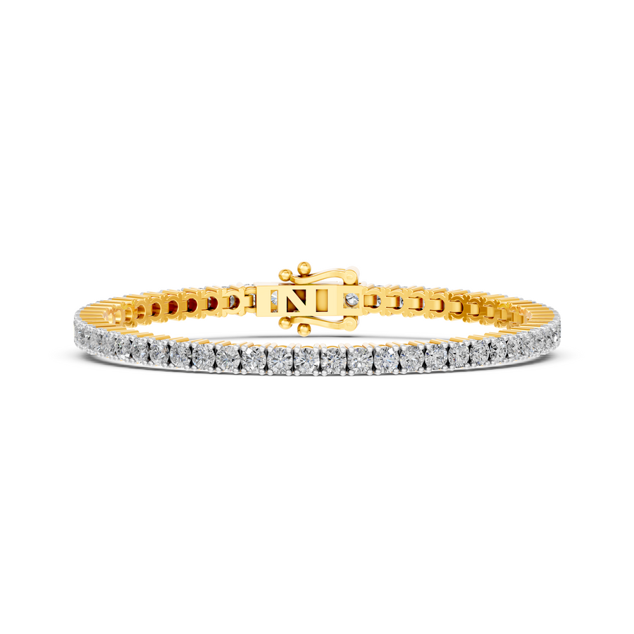 9k YG 3mm Wide Lab Diamond Tennis Bracelet 55D Approx 5.8ct. 18cm with Double Figure-8 Clasp