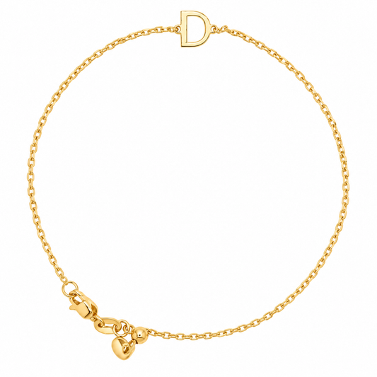 9k YG Letter D Trace Bracelet (1.1mm)