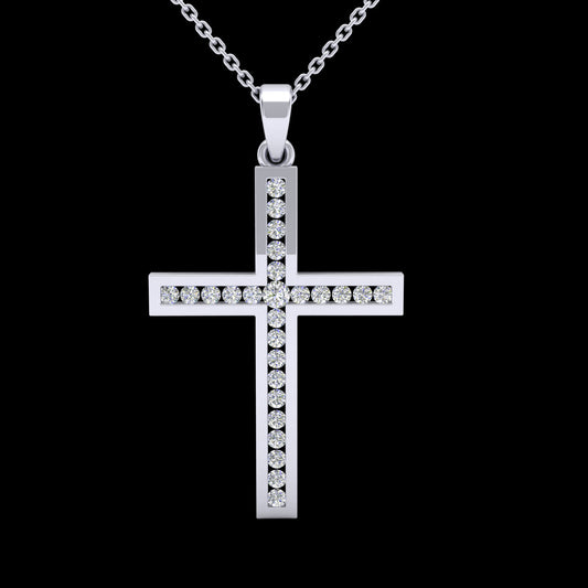 WG Diamond Cross Pendant 26D=0.27ct. 25x16mm