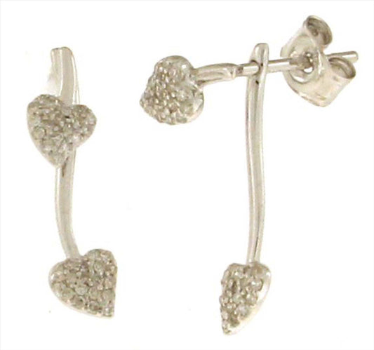 9k WG Diamond Heart Drop Stud Earrings 76D=0.14ct