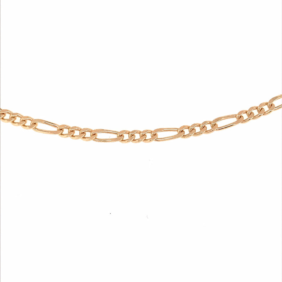 18k YG Italian Solid 1 x 3 Figaro Chain 2.1mm wide 50cm. Approx 6.88g.