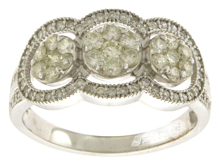 9k WG Dress Diamond Ring 77D=1.0ct Size M