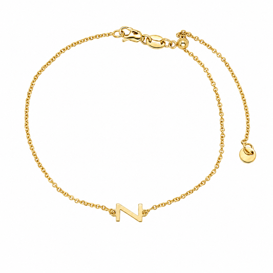 9k YG Letter Z Trace Bracelet (1.1mm)