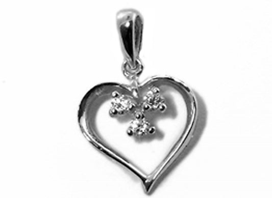 9k WG CZ Heart Pendant 12mm