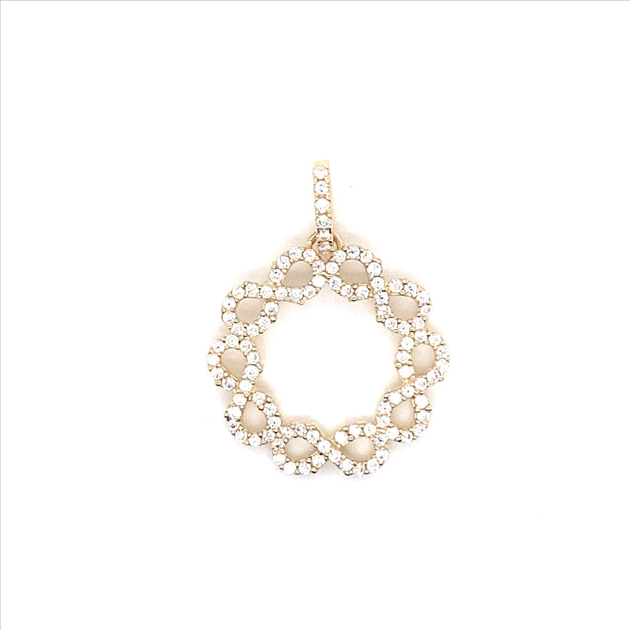9k YG Infinity Circle Pendant set with CZ's 19mm