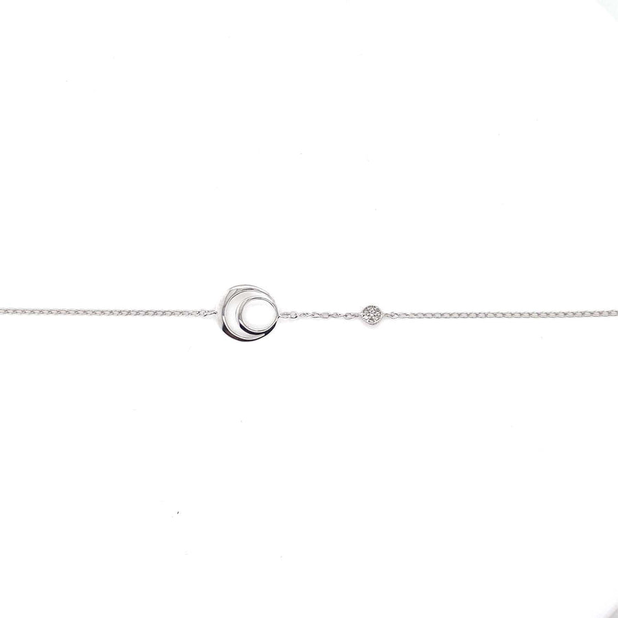 9k WG Oval Link Bracelet 1.4mm Wide 19cm O-Ring at 17cm & 18cm . With Circle 7D=0.02ct Meas. 10mm