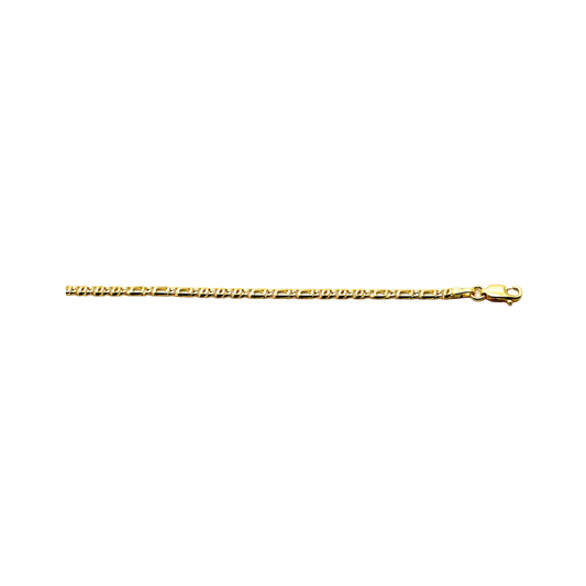 18k YG Italian Solid 3 x 3 Birdseye/Tiger Eye Bracelet 2.7mm wide 20cm . Approx 4.0g