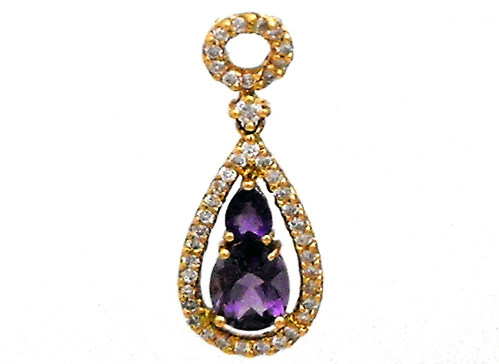 18k YG Amethyst & Diamond Tear Drop Pendant