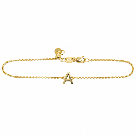9k YG Letter A Trace Bracelet (1.1mm)
