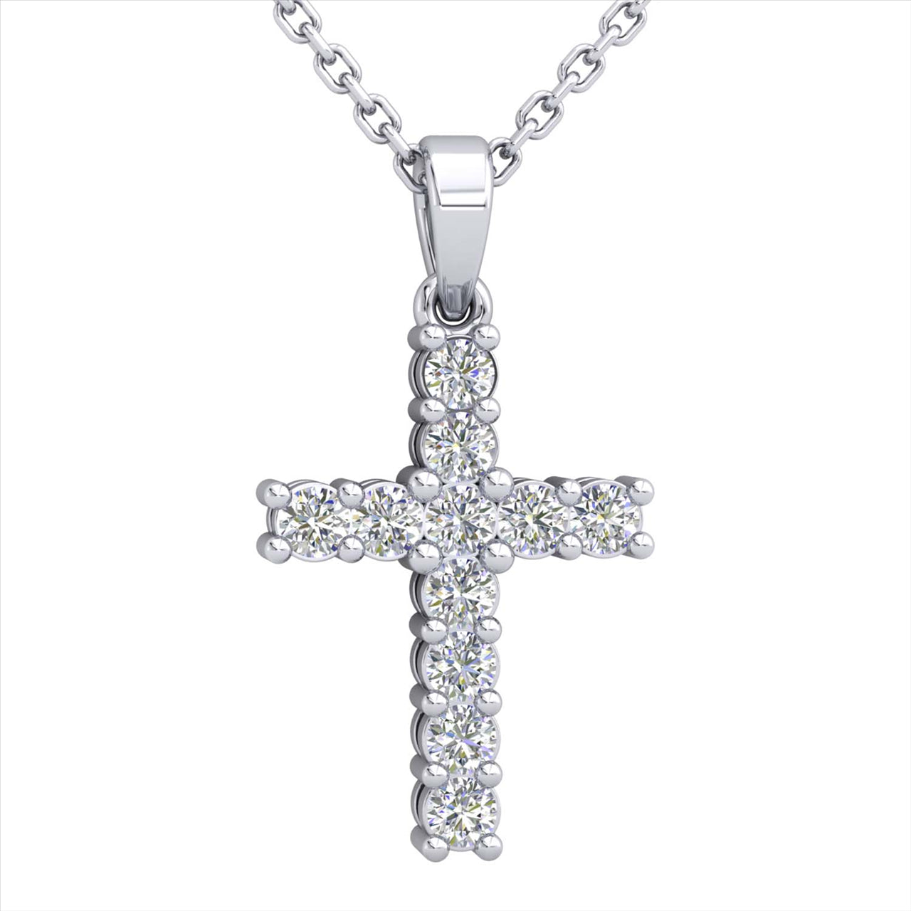 WG Diamond Cross Pendant 11D=0.55ct 17x12mm