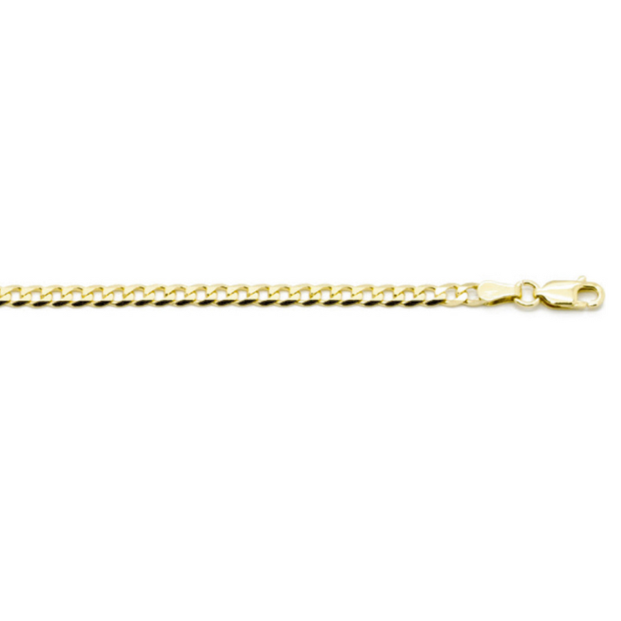 18k YG Italian Solid Flat Curb Chain 2.1mm wide 45cm Approx 6.37g