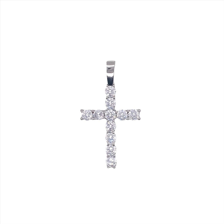 9k WG CZ  Cross Pendant with 11 CZs.  Approx. 21mm x 15mm.