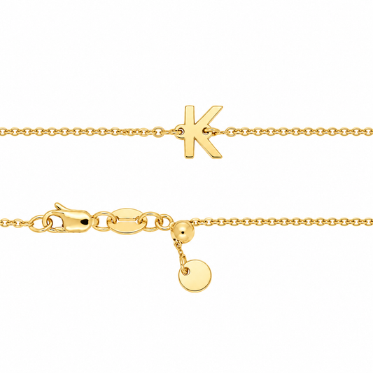 9k YG Letter K Trace Chain (1.1mm)
