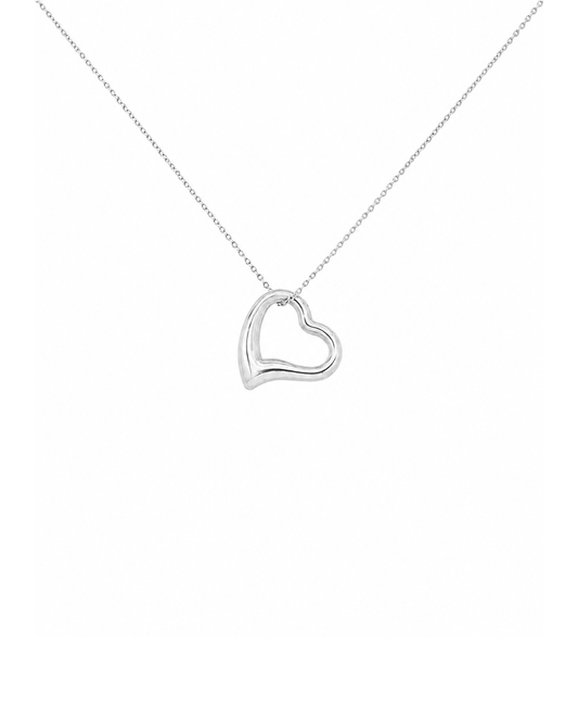 9KBLW027 Italian Oval Link chain 0.9mm wide, 50cm with WG Hollow Floating Heart