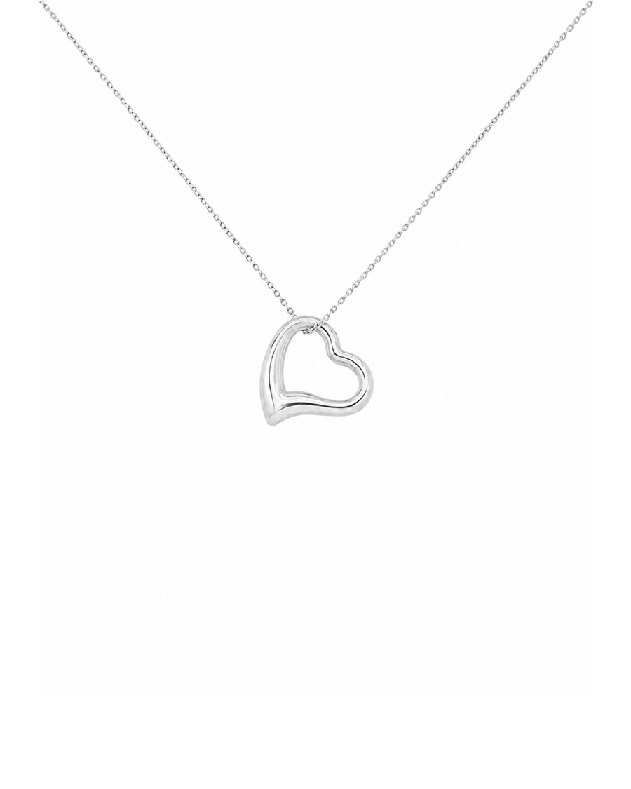 9KBLW027 Italian Oval Link chain 0.9mm wide, 50cm with WG Hollow Floating Heart