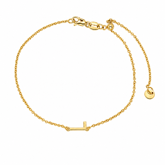 9k YG Letter L Trace Bracelet (1.1mm)