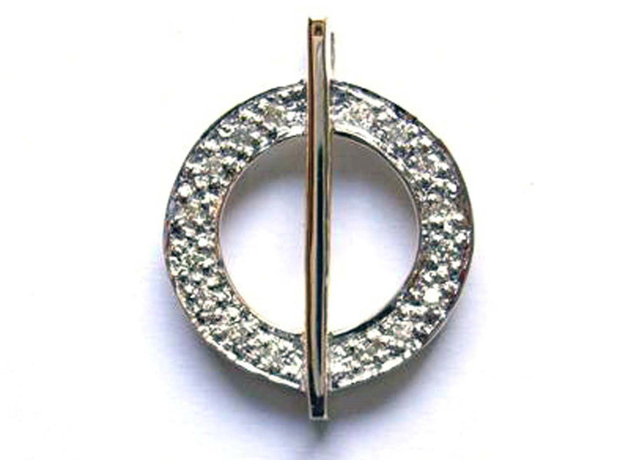 9k YG Diamond Circle Pendant 16D=0.14ct Grain Set . Meas. 18mm