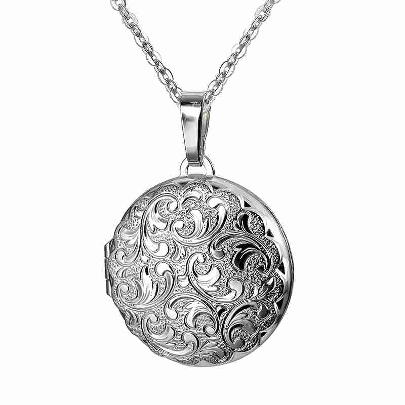 925 German Polished Engraved Round Locket 22mm