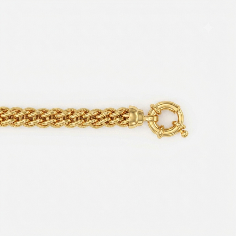 9k YG Hollow Double Curb Chain 6.9mm 42cm with Bolt-Ring Approx 15.8g