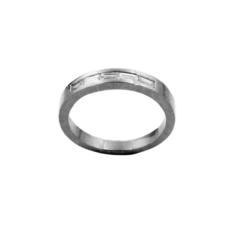 disc 18k WG Band with Horizontal Bagguette Cut Dias 5D = 0.25ct Size N.