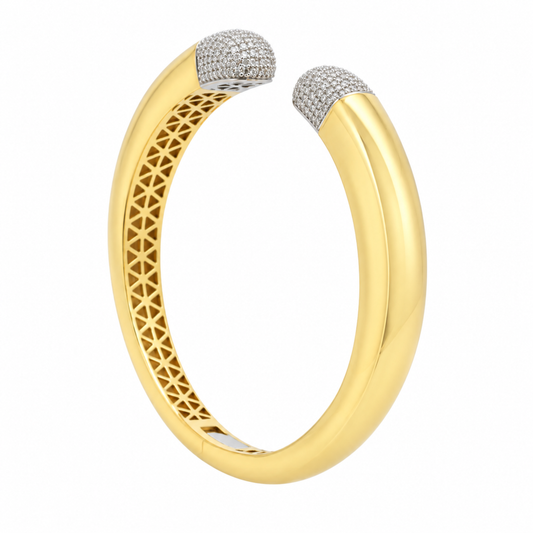 9k YG 1.3ct Diamond Hinged Cuff Bangle (59x51mm)
