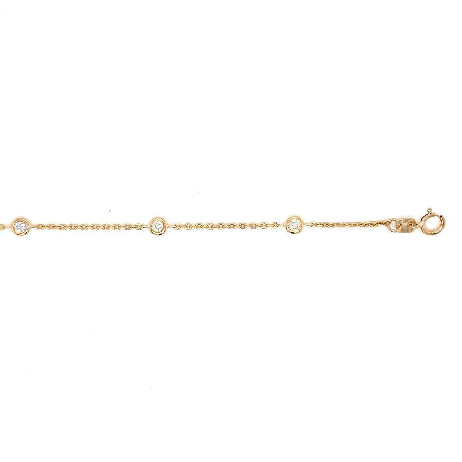 18k YG Solid Oval Link Diamond Bracelet 1.4mm Wide 19.5cm . Bezel Set with 5D= 0.25ct, O-Rings at 16.5 & 18cm
