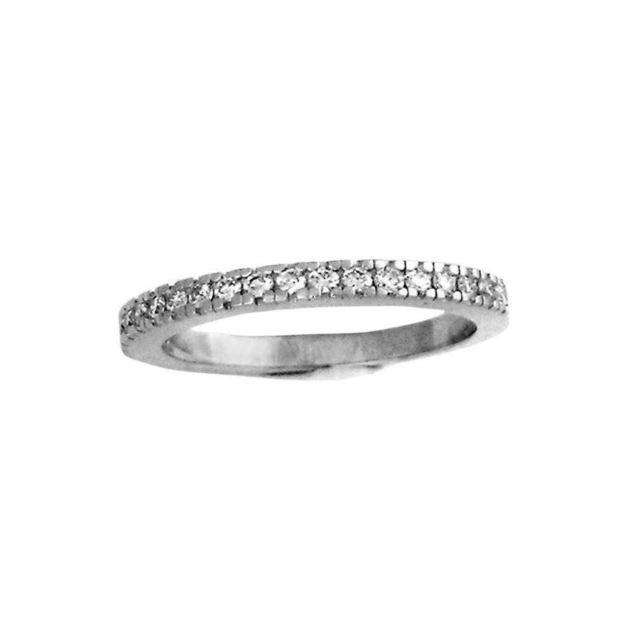 18k WG Band set  with 19 Brilliant Diamonds = 0.30ct  Size M.