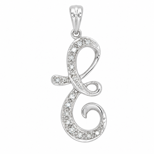 18k WG 0.08ct Diamond Script Letter Pendant (20mm)