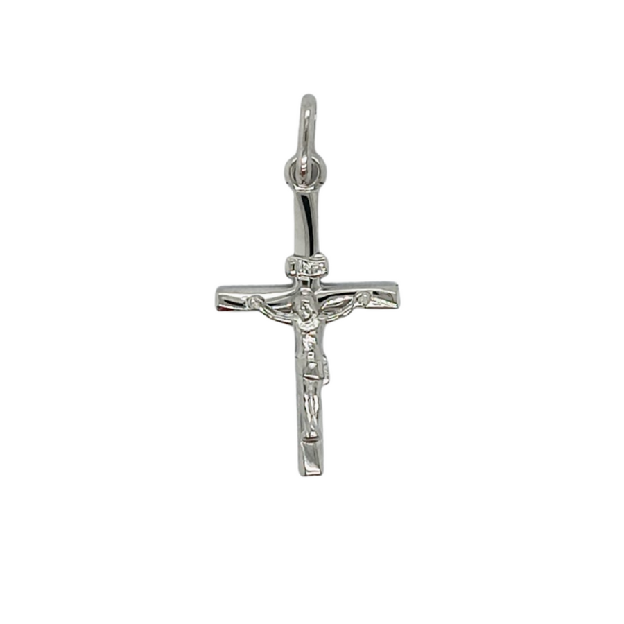 9k WG Italian Squared Edge Crucifixion Pendant 21mm x 13mm