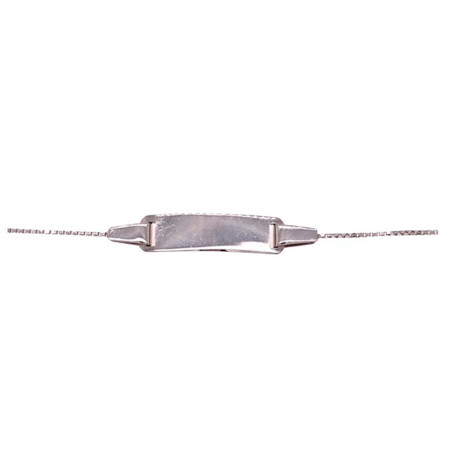 9k WG Italian Solid Box ID Bracelet 0.7mm wide 17cm . O-Ring at 15cm Approx 1.4g