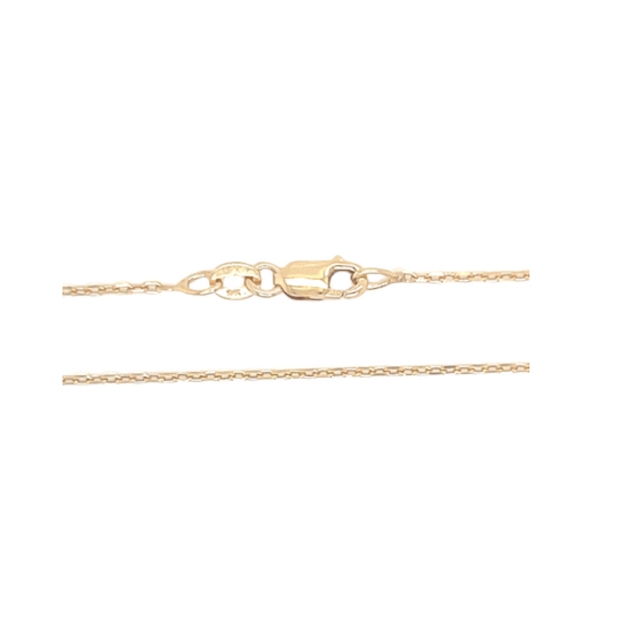9k YG Italian Diamond-Cut Trace ID Bracelet 1.1mm wide. 19cm with O-ring at 17cm. Approx.  1.51g