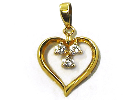 9k YG CZ Heart Pendant 12mm