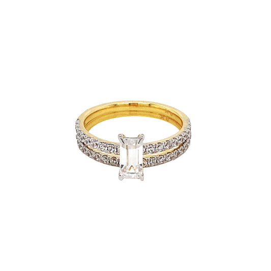 9k YG CZ Engagement Ring Set