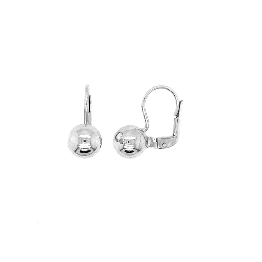 9k WG Euro Clip Earrings Round Ball 8mm Wide