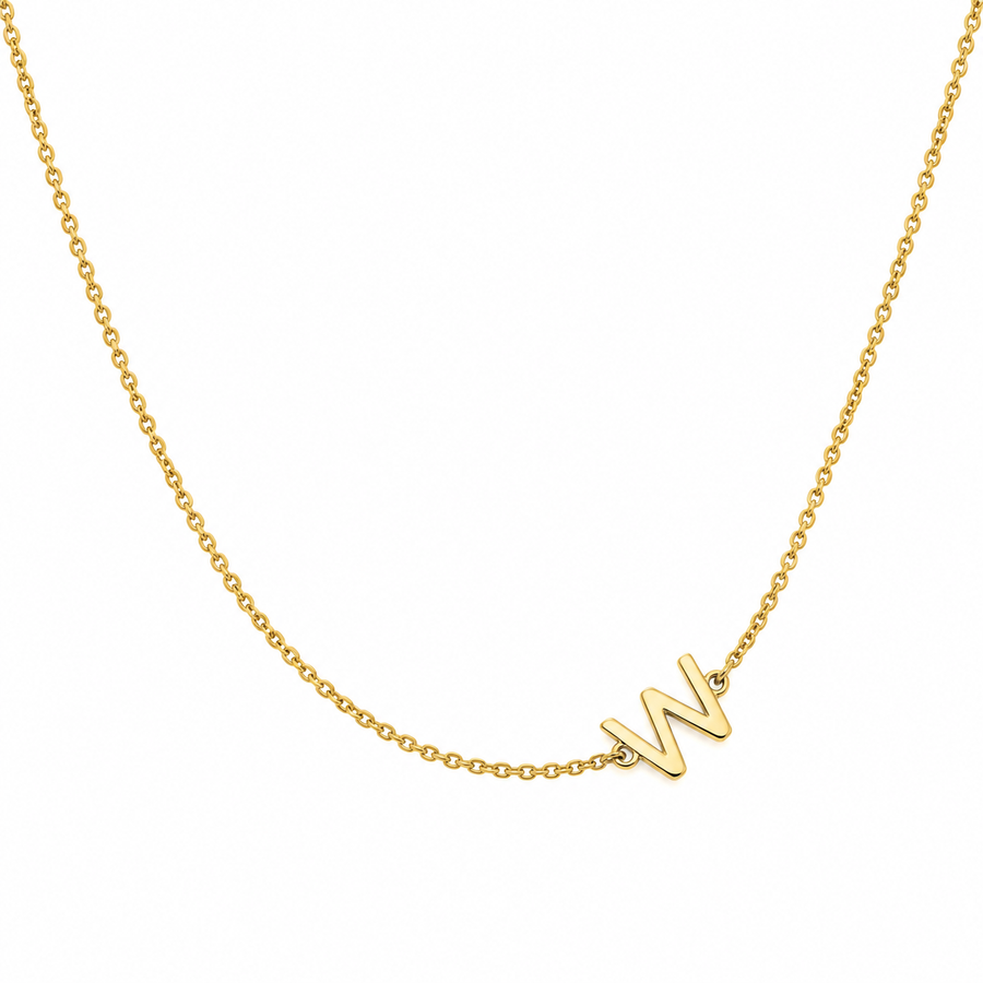 9k YG Letter W Trace Chain (1.1mm)
