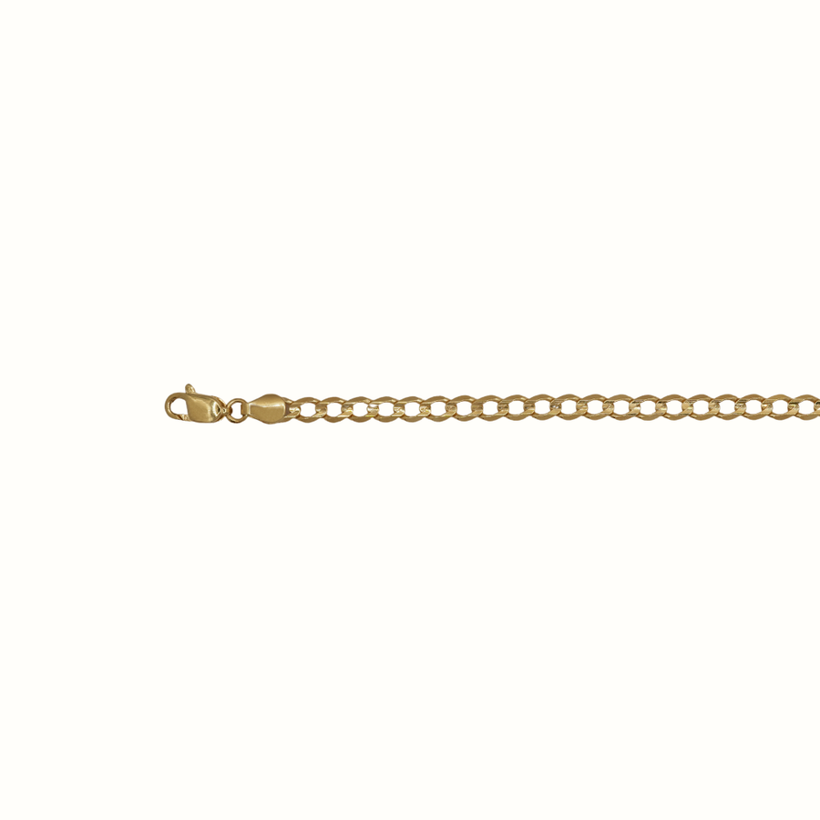 9k YG Flat Diamond Cut Curb Chain 3.5mm wide 65cm. Approx 7.29g