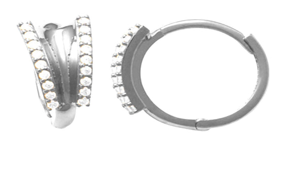 9k WG CZ Round Hoop Earrings 5.8mm Wide