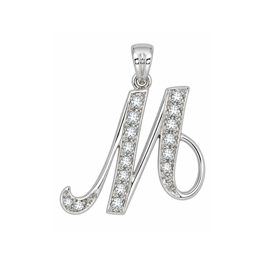 18k WG 0.08ct Diamond Script Letter Pendant (20mm)