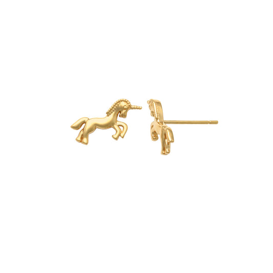 9k YG Unicorn Stud Earrings