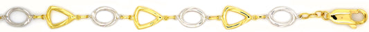 2T Fancy Bracelet with YG Triangle and WG Oval Links 8.7mm wide