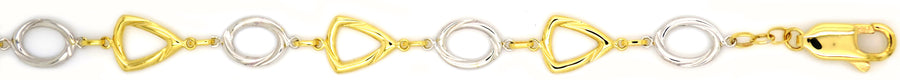 9k 2T  Fancy Bracelet  with 9k YG Triangle Links & 9k WG Oval Links.