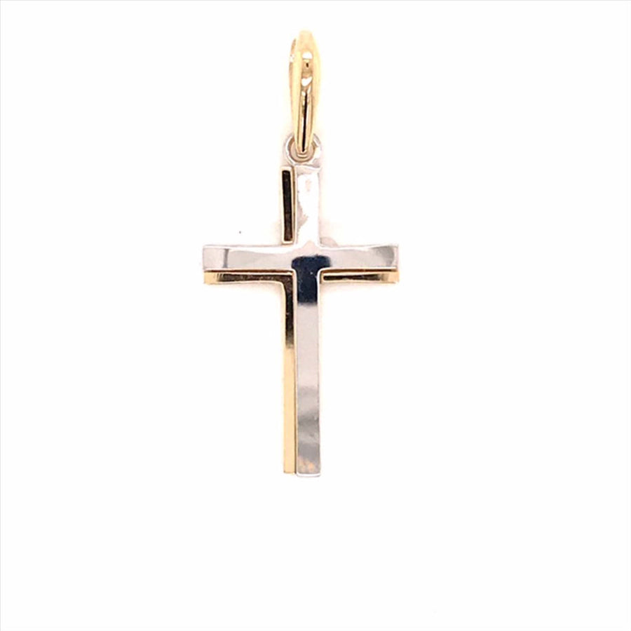 18k 2T Italian Raised Cross Pendant 28x16mm