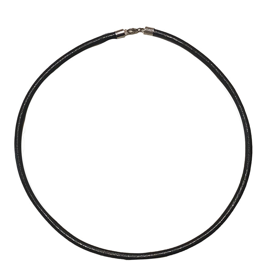 Sterling Silver & Leather Necklet  5mm  45cm.