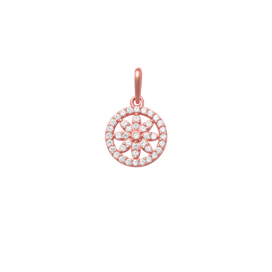 9k RG CZ Flower Pendant 10mm